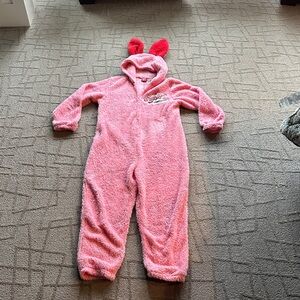 Christmas Story Easter Bunny Ralphie Pink Fuzzy Hooded Onesie with Ears